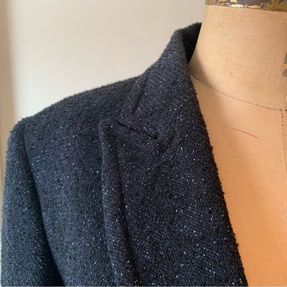 Massimo Dutti Blazer Navy Textured Tweed - Picture 3 of 7